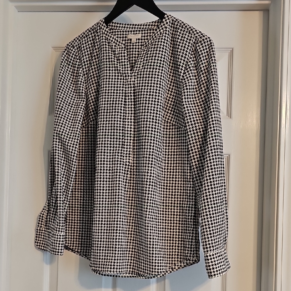 Talbots Black and White Checkered Blouse